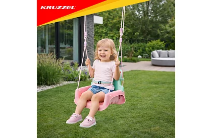 Dětská barevná houpačka 3 v 1 - do 30 kg - růžovozelená