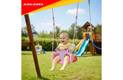 Dětská barevná houpačka 3 v 1 - do 30 kg - růžovozelená