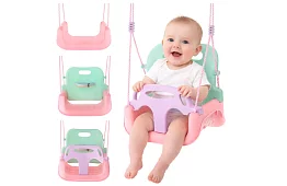 Dětská barevná houpačka 3 v 1 - do 30 kg - růžovozelená