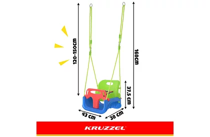 Dětská barevná houpačka 3 v 1 - do 30 kg - zelenomodrá