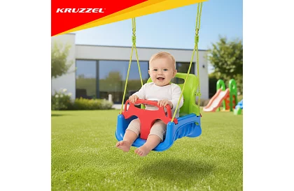 Dětská barevná houpačka 3 v 1 - do 30 kg - zelenomodrá