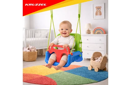 Dětská barevná houpačka 3 v 1 - do 30 kg - zelenomodrá