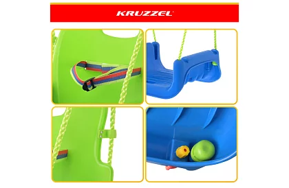 Dětská barevná houpačka 3 v 1 - do 30 kg - zelenomodrá