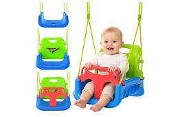 Dětská barevná houpačka 3 v 1 - do 30 kg - zelenomodrá