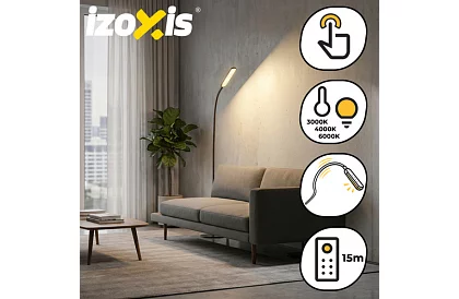 LED stojací stmívatelná lampa 180 cm – černá s dálkovým ovládáním