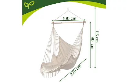 Zahradní závěsné křeslo BOHO 2 v 1 – béžové