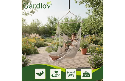 Zahradní závěsné křeslo BOHO 2 v 1 – béžové