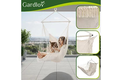 Zahradní závěsné křeslo BOHO 2 v 1 – béžové