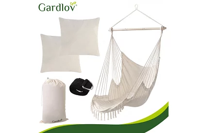 Zahradní závěsné křeslo BOHO 2 v 1 – béžové