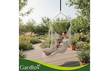 Zahradní závěsné křeslo BOHO 2 v 1 – béžové