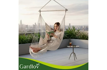 Zahradní závěsné křeslo BOHO 2 v 1 – béžové