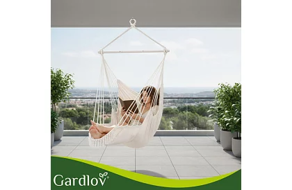 Zahradní závěsné křeslo BOHO 2 v 1 – béžové