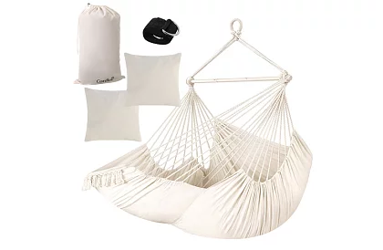 Zahradní závěsné křeslo BOHO 2 v 1 – béžové