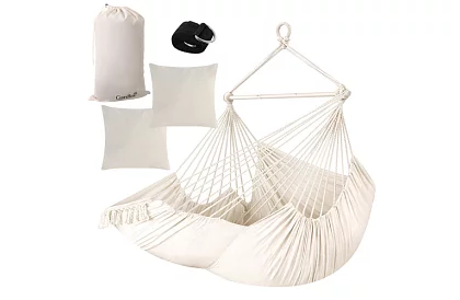 Zahradní závěsné křeslo BOHO 2 v 1 – béžové