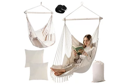 Zahradní závěsné křeslo BOHO 2 v 1 – béžové