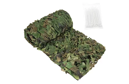 Vojenská maskovací síť 3x6 metrů + 100 stahovacích pásků