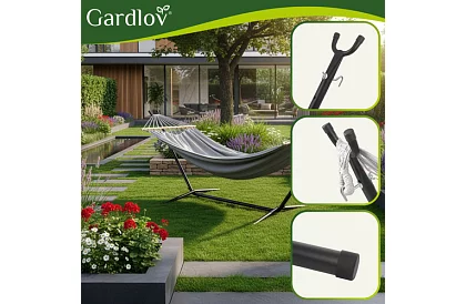 Zahradní houpací síť 200 × 150 cm + železný stojan do 250 kg