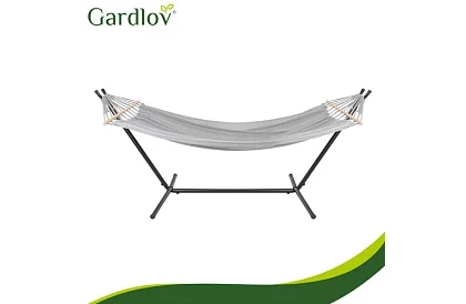 Zahradní houpací síť 200 × 150 cm + železný stojan do 250 kg