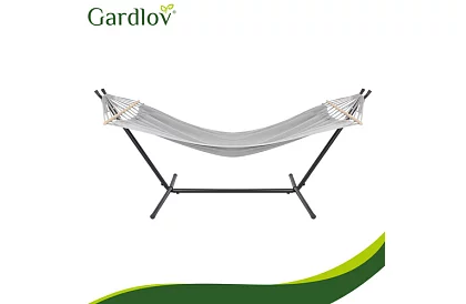 Zahradní houpací síť 200 × 150 cm + železný stojan do 250 kg