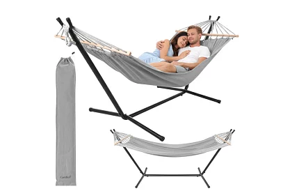 Zahradní houpací síť 200 × 150 cm + železný stojan do 250 kg