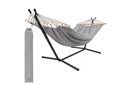 Zahradní houpací síť 200 × 150 cm + železný stojan do 250 kg