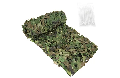 Vojenská maskovací síť 2x3 metry + 100 stahovacích pásků