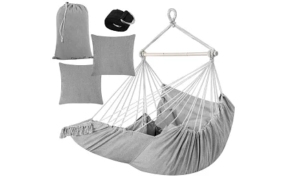 Zahradní závěsné křeslo BOHO 2 v 1 - šedé