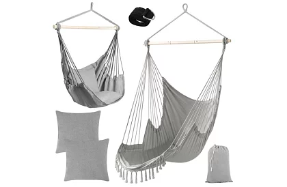 Zahradní závěsné křeslo BOHO 2 v 1 - šedé