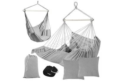 Zahradní závěsné křeslo BOHO 2 v 1 - šedé