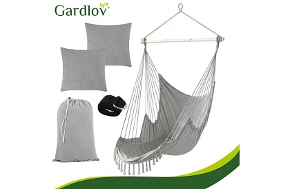 Zahradní závěsné křeslo BOHO 2 v 1 - šedé