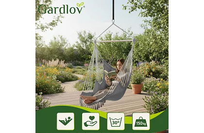 Zahradní závěsné křeslo BOHO 2 v 1 - šedé