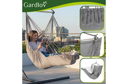 Zahradní závěsné křeslo BOHO 2 v 1 - šedé