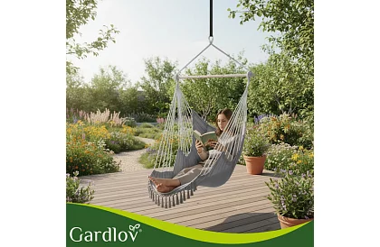 Zahradní závěsné křeslo BOHO 2 v 1 - šedé