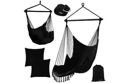 Zahradní závěsné křeslo BOHO 2 v 1 - černé