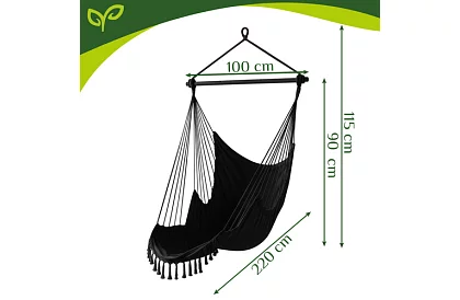 Zahradní závěsné křeslo BOHO 2 v 1 - černé