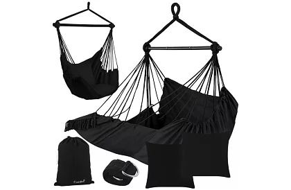 Zahradní závěsné křeslo BOHO 2 v 1 - černé