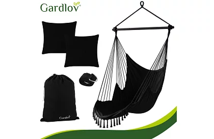 Zahradní závěsné křeslo BOHO 2 v 1 - černé