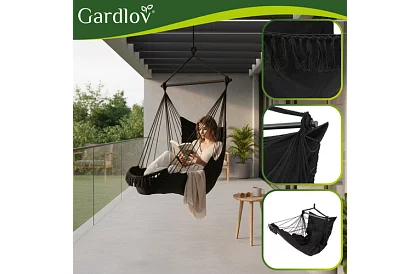 Zahradní závěsné křeslo BOHO 2 v 1 - černé