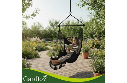 Zahradní závěsné křeslo BOHO 2 v 1 - černé