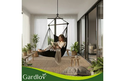 Zahradní závěsné křeslo BOHO 2 v 1 - černé