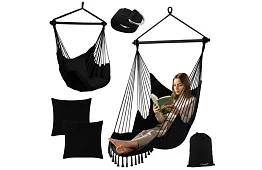 Zahradní závěsné křeslo BOHO 2 v 1 - černé