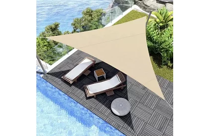 Stínící sluneční plachta trojúhelník 4 × 4 × 4 m – Béžová