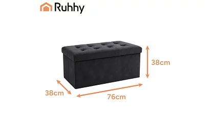 Sametový skládací úložný taburet 76 × 38 × 38 cm – šedý