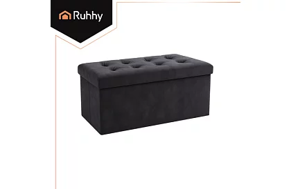 Sametový skládací úložný taburet 76 × 38 × 38 cm – šedý