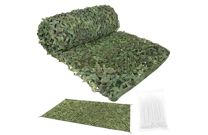 Vojenská maskovací síť 4 × 6 metrů + 100 stahovacích pásků