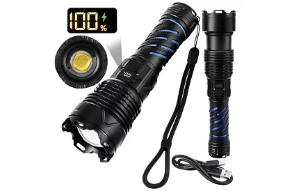 LED dobíjecí taktická svítilna 1500 lm, 5000 mAh