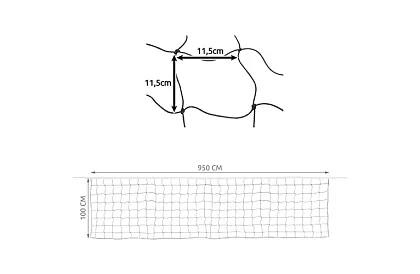 Síť na plážový volejbal 9,5x1m – volejbal, badminton, tenis