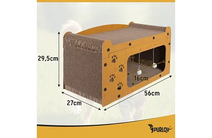 Škrabadlo a bouda pro kočky 3 v 1 – 29 × 55 × 29 cm