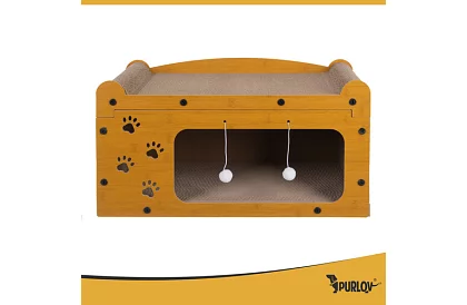 Škrabadlo a bouda pro kočky 3 v 1 – 29 × 55 × 29 cm