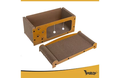 Škrabadlo a bouda pro kočky 3 v 1 – 29 × 55 × 29 cm